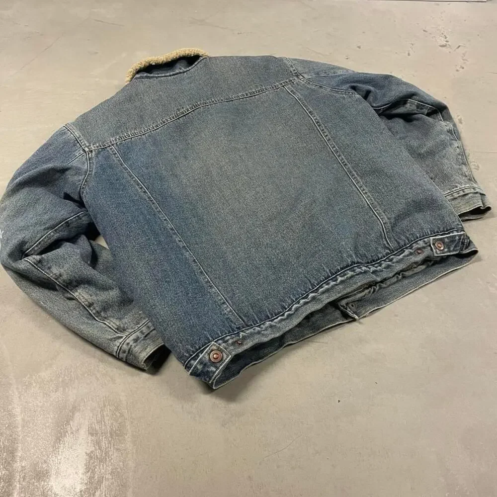 y2k Sherpa lined denim trucker jacket